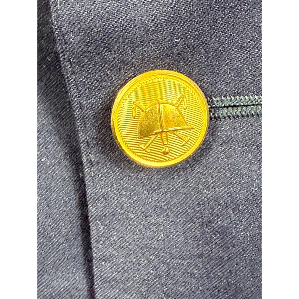 VTG Polo Ralph Lauren Navy Blue Virgin Wool Blazer Gold Crest Buttons 40R Italy - Picture 2 of 10